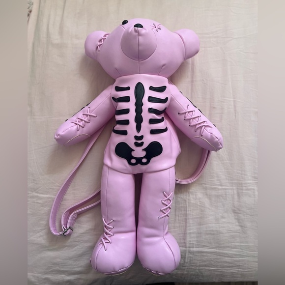 Pink Skeleton Bear Backpack